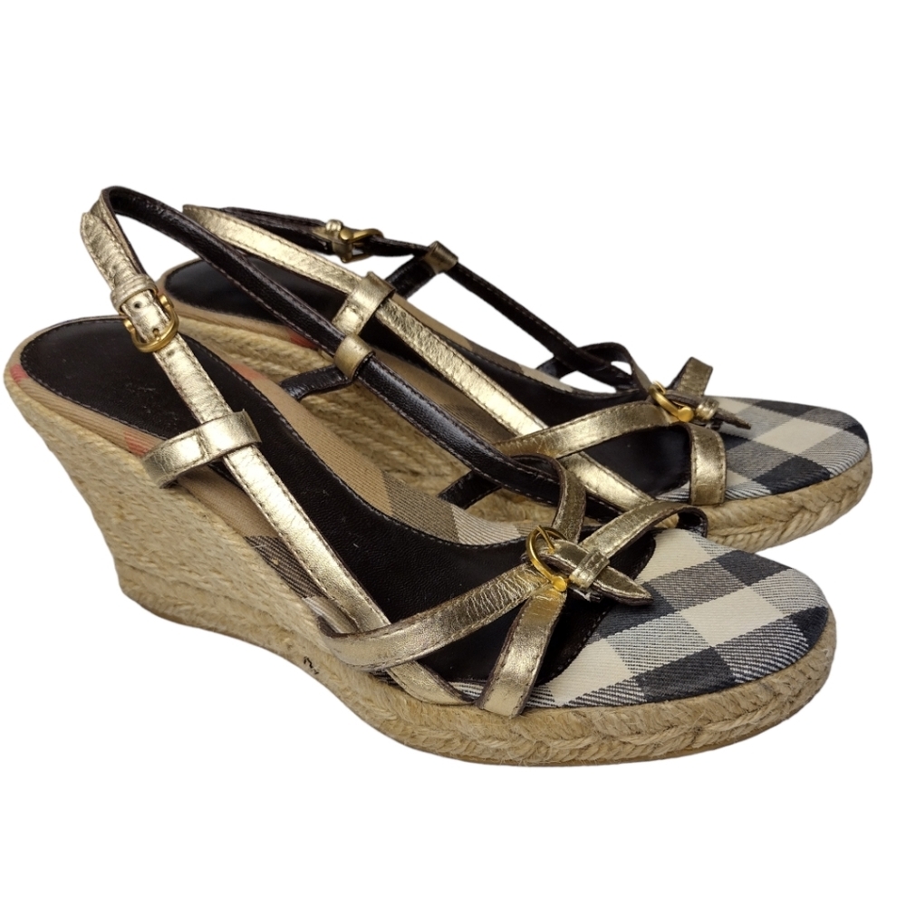 Burberry Wedge Espadrille Sandals 37